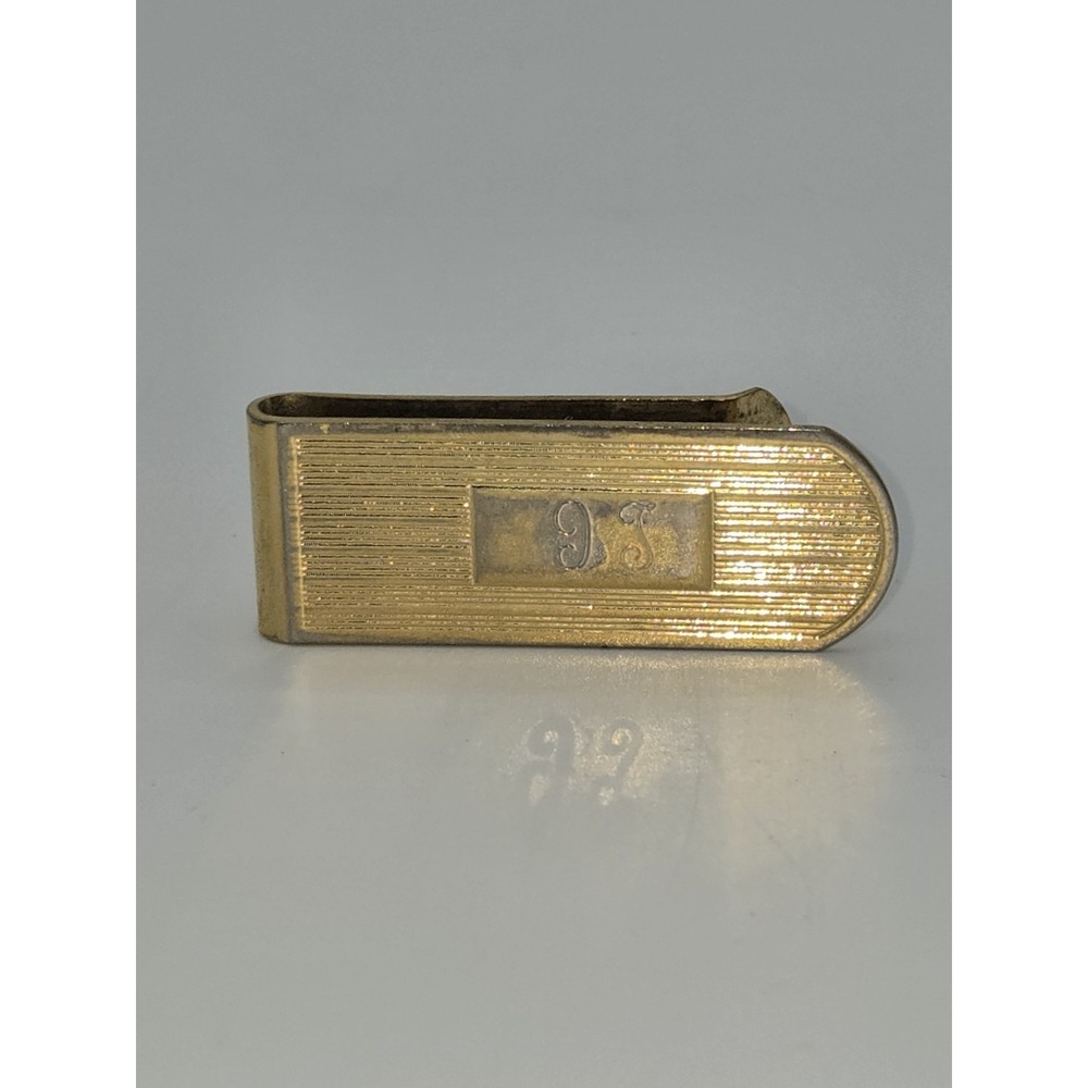 Vintage Gold Tone Money Clip Engraved‎ Initial BS Retro Minimalist